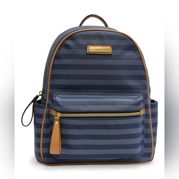 Adrienne Vittadini Blue & Natural Hayes Stripe Backpack, BNWT - Picture 2 of 13